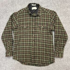 Pendleton Outdoor Shirt Large Long LT Tall Green Plaid Canyon Wool Western